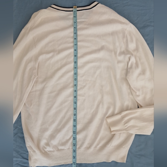 Vintage Ralph Lauren Cashmere Ivory V-Neck Sweater Classic Preppy - Picture 6 of 7